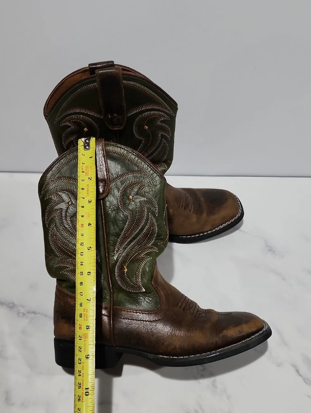 Rank 45  Western Cowboy Boots - Brown and Green